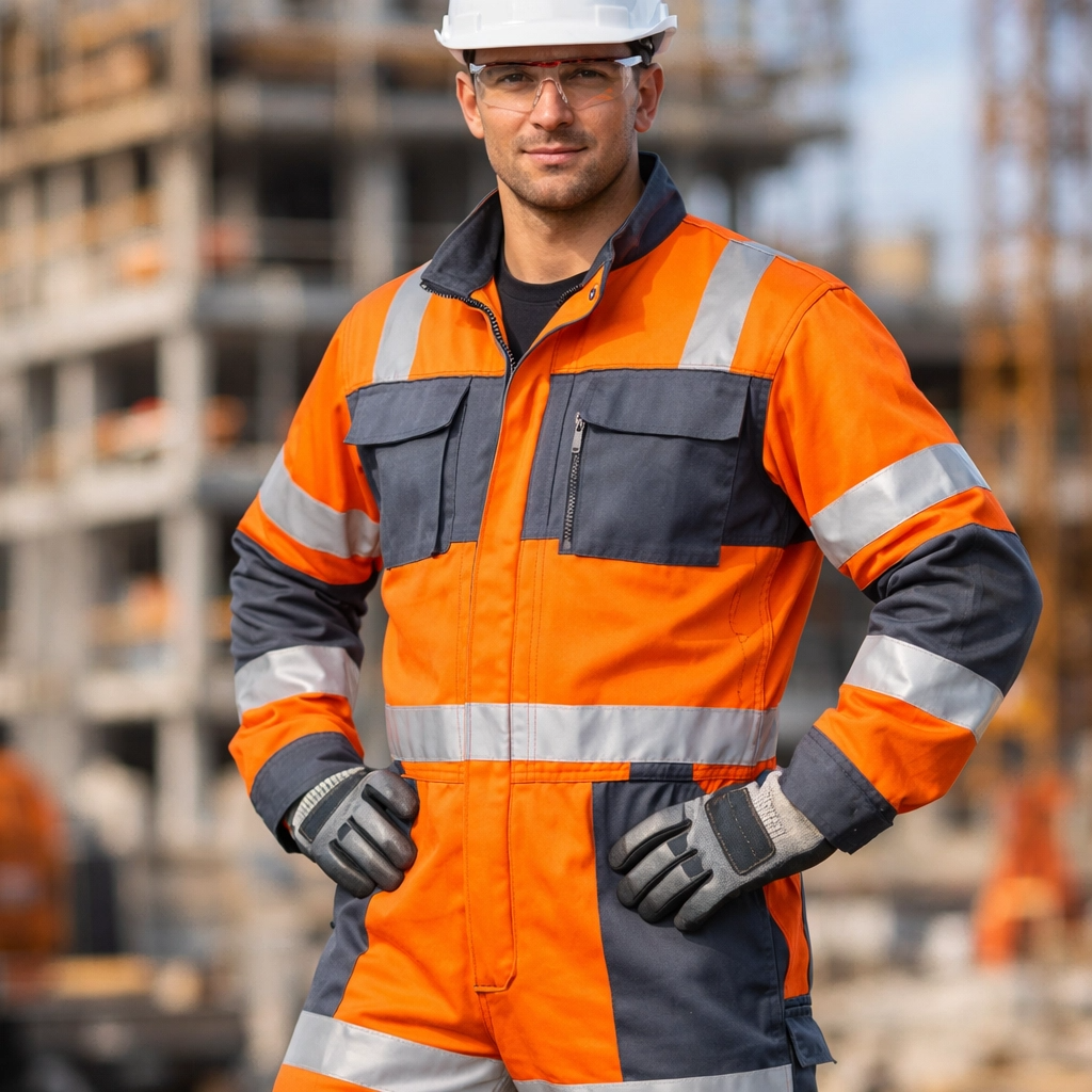 Uniforme dotación color naranja con elementos epp